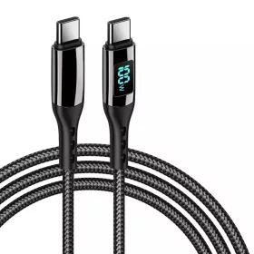   PD100W USB Type-C - USB Type-C kábel gyorstöltéssel, teljesítménykijelzéssel 1m, fekete