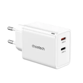 Choetech PD6013 2x USB-C PD 65W GaN fali töltő - fehér