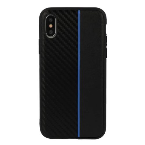 MOTO CARBON tok Samsung Galaxy A6 Plus 2018 fekete, kék csíkkal-5900217282617 1 kép
