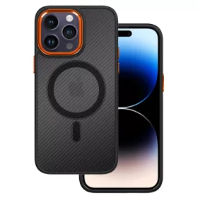   Tel Protect Mágneses Karbon tok iPhone 13 Pro Fekete-narancs