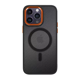 Tel Protect Mágneses Karbon tok iPhone 13 Pro Fekete-narancs-5900217981138 2 kép