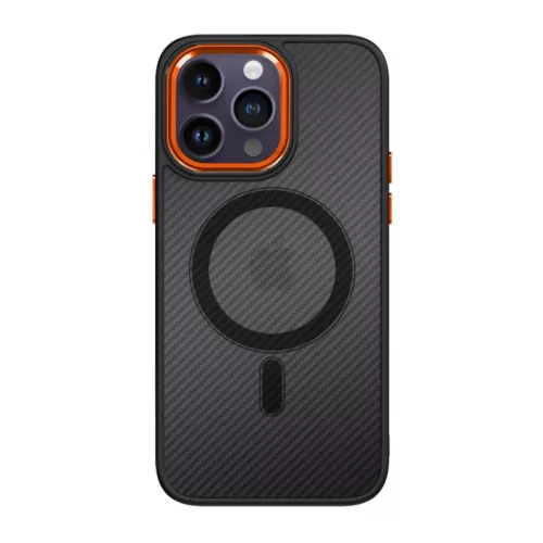 Tel Protect Mágneses Karbon tok iPhone 13 Pro Fekete-narancs-5900217981138 2 kép