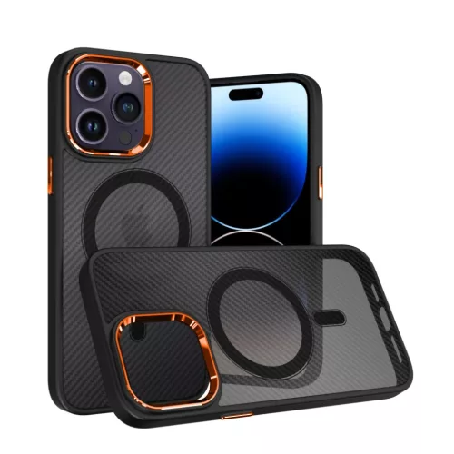 Tel Protect Mágneses Karbon tok iPhone 13 Pro Fekete-narancs-5900217981138 4 kép