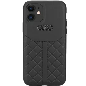    iPhone 12/12 Pro fekete Eredeti AUDI keménytok valódi bőrből AU-TPUPCIP12P-Q8/D1-BK