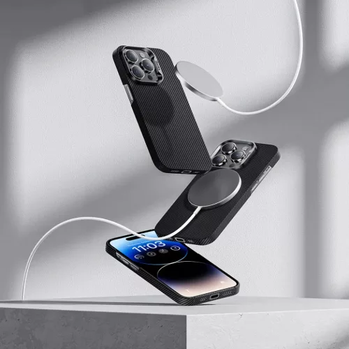  iPhone 15 Plus fekete Benks Etui Magnetic Armor Air Kevlar Metal Fram-6948005994532 9 kép