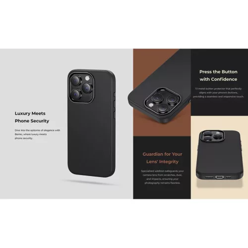  iPhone 15 Pro Max Fekete Benks Magnetic Leather tok-6948005997083 4 kép