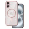 Glitter Magsafe tok iPhone 16 pink clear
