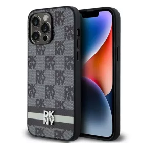   DCNY kemény fliptok bőrutánzat sakk mintás & nyomtatott csíkos DKHCP14XPCPTSSK iPhone 14 Pro Max fekete tok
