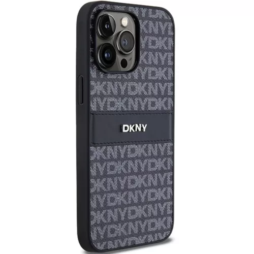 Eredeti DKNY kemény tok bőr Mono Stripe & fém logóval iPhone 14 Pr-3666339260385 4 kép