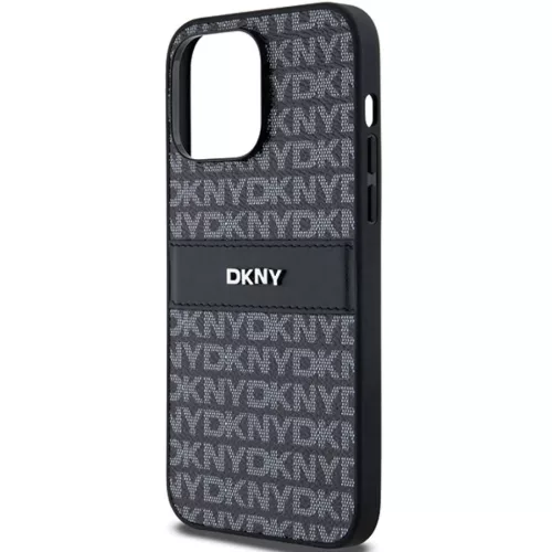 Eredeti DKNY kemény tok bőr Mono Stripe & fém logóval iPhone 14 Pr-3666339260385 6 kép