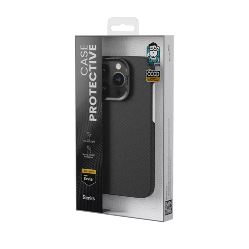  iPhone 16 Plus fekete Benks Magnetic Armor Air Kevlar tok PC keret 60-6948005904944 2 kép