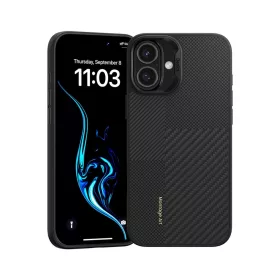   iPhone 16 Fekete Benks Montage Magnetic Armor Pro Kevlar tok Fém Kerettel 600D