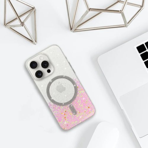 Tel Protect Moonlite Magsafe tok iPhone 15 rózsaszín átlátszó tok-5900217448051 5 kép