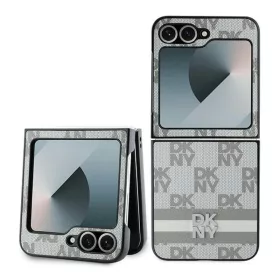    Samsung Galaxy Z Flip 6 bézs Eredeti DKNY sakktábla mintás nyomtatott csíkos tok
