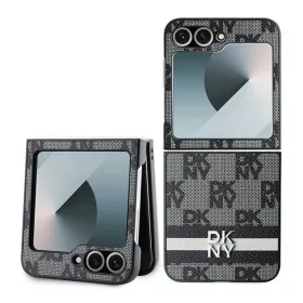    Samsung Galaxy Z Flip 6 Eredeti DKNY telefontok kockás mintás, csíkos nyomtatású DKHCZF6PCPTSSK fekete színben