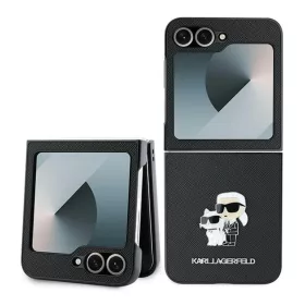   Original fliptok KARL LAGERFELD Saffiano Metal Pin KLHCZF6SAPKCNPK Samsung Galaxy Z Flip 6 fekete tok