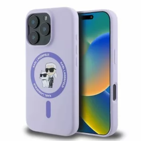    iPhone 15 Pro lila Original Pouch KARL LAGERFELD hardcase Silicone KC Heads Ring MagSafe KLHMP15LSCMKCRHU tok