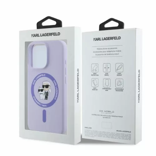  iPhone 15 Pro lila Original Pouch KARL LAGERFELD hardcase Silicone KC-3666339254346 5 kép