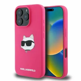    iPhone 16 Pro Max Fukszia Original Pouch KARL LAGERFELD hardcase Silicone Choupette Head Print MagSafe KLHMP16XSCHPPLF tok