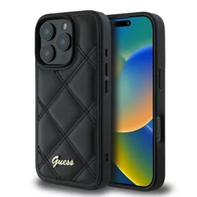    iPhone 16 Plus fekete Eredeti GUESS steppelt, fém logós GUHCP16MPSQSQSK tok