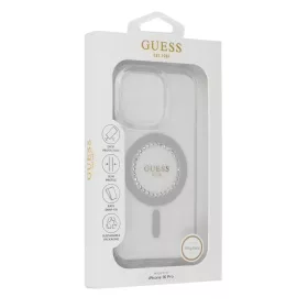    iPhone 16 Pro Max fehér Original GUESS IML Strasszköves Magsafe tok GUHMP16XPFTDTEH