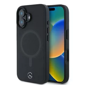   Original Case MERCEDES keménytok Plain Smooth Leather Magsafe MEHMP16S23RCMK iPhone 16 fekete tok