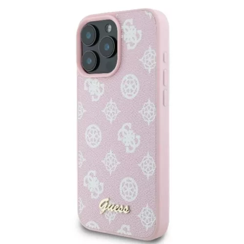  iPhone 16 Pro rózsaszín Eredeti GUESS keménytok Peony Script MagSa-3666339345549 2 kép
