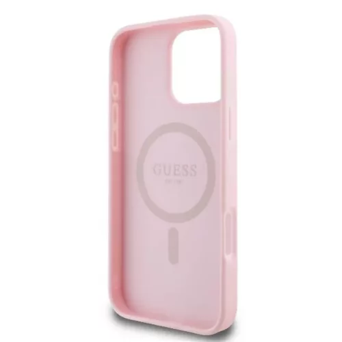  iPhone 16 Pro rózsaszín Eredeti GUESS keménytok Peony Script MagSa-3666339345549 7 kép
