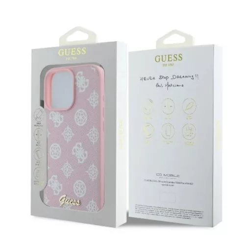  iPhone 16 Pro rózsaszín Eredeti GUESS keménytok Peony Script MagSa-3666339345549 8 kép