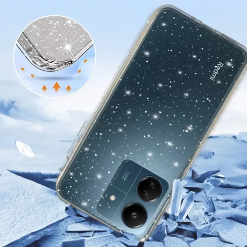 Crystal Glitter tok Xiaomi Redmi 14C-hez Ezüst-5900217454588 3 kép