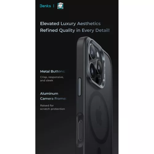  iPhone 16 Pro szürke Benks Mágneses Mist tok fém kerettel tok-6948005905842 9 kép