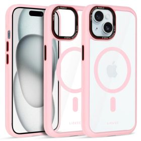 Liavec Hybrid Magsafe átlátszó tok iPhone 15 light pink tok-5900217463900 2 kép
