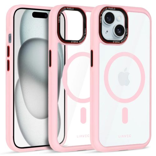 Liavec Hybrid Magsafe átlátszó tok iPhone 15 light pink tok-5900217463900 2 kép