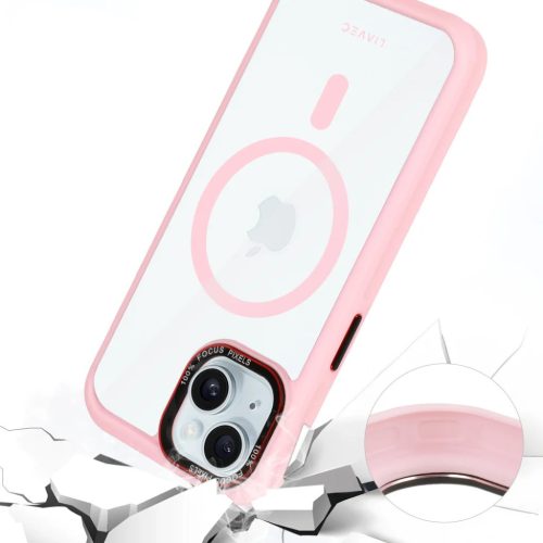 Liavec Hybrid Magsafe átlátszó tok iPhone 15 light pink tok-5900217463900 7 kép