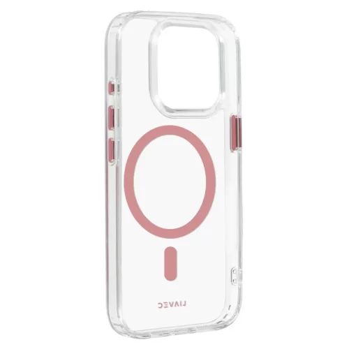 Liavec fényes Magsafe rózsaszín átlátszó tok iPhone 15 Pro tok,-5900217465423 3 kép