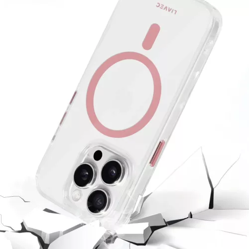 Liavec fényes Magsafe rózsaszín átlátszó tok iPhone 15 Pro tok,-5900217465423 6 kép