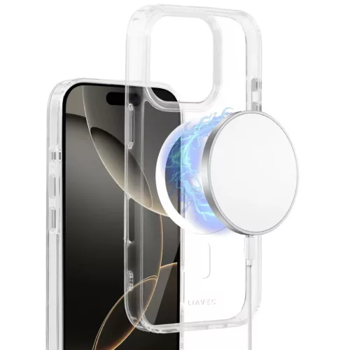 Liavec Glossy Magsafe Átlátszó Tok iPhone 16 Pro Max fehér tok-5900217465539 7 kép