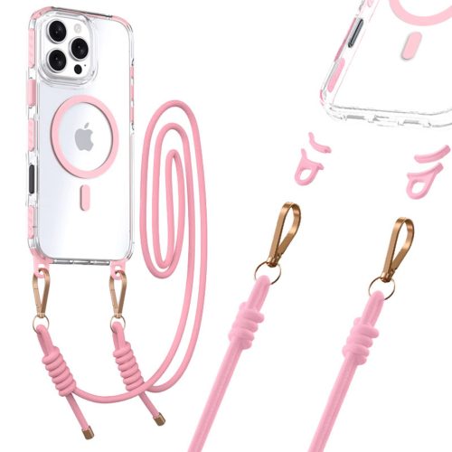 Tel Protect Strap Clear Case iPhone 15 pink tok