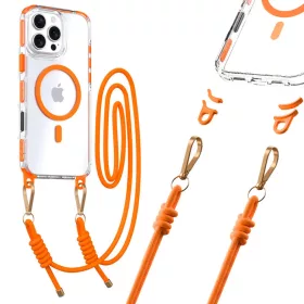 Tel Protect Strap átlátszó tok iPhone 16 Pro narancs tok