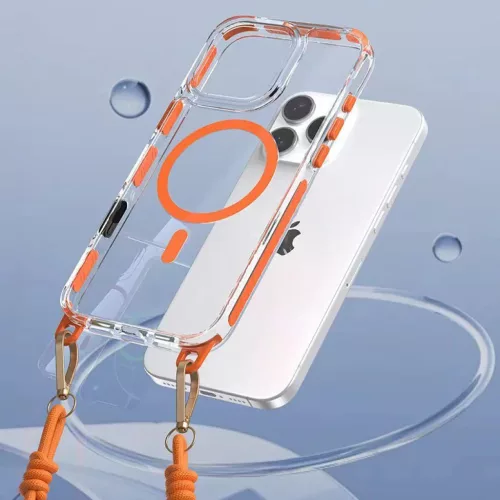 Tel Protect Strap átlátszó tok iPhone 16 Pro narancs tok-5900217469148 4 kép