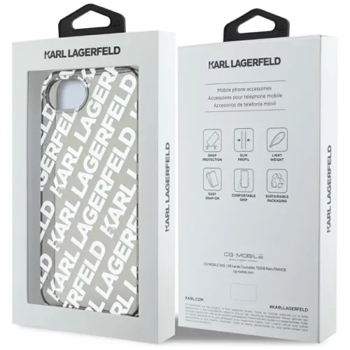  iPhone 16e/17e Ezüst Eredeti KARL LAGERFELD IML Repeat Logo tok-3666339454289 7 kép