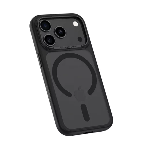  iPhone 17 Fekete Benks Magnetic Mist tok fém kerettel (0067) (Kamera-6948005964764 2 kép