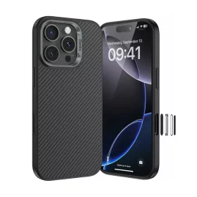    iPhone 16 Pro Max fekete Benks Mágneses Armor Pro Kevlar Tok Fém Keret 600D (AD66) (Kamera Vezérlő Gomb)