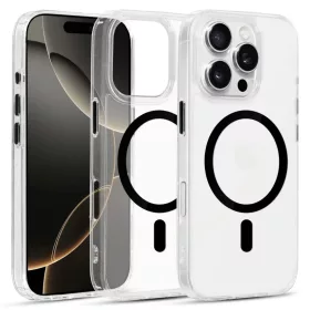Fényes Magsafe Átlátszó Tok iPhone 15 Pro Max fekete tok