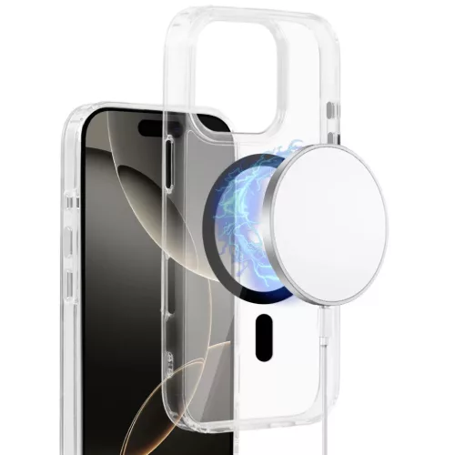 Fényes Magsafe Átlátszó Tok iPhone 15 Pro Max fekete tok-5900217482697 3 kép