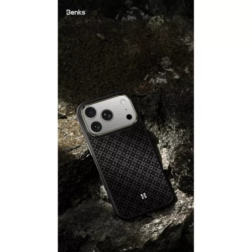  iPhone 17 Pro fekete Benks Magnetic Armor Pro Armor Grid Kevlar tok M-6948005961282 6 kép
