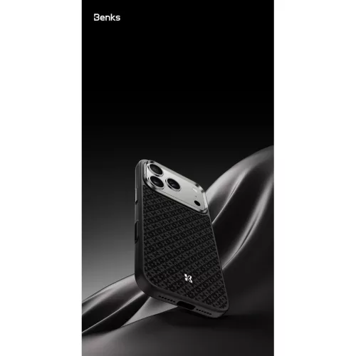  iPhone 17 Pro fekete Benks Magnetic Armor Pro Armor Grid Kevlar tok M-6948005961282 8 kép