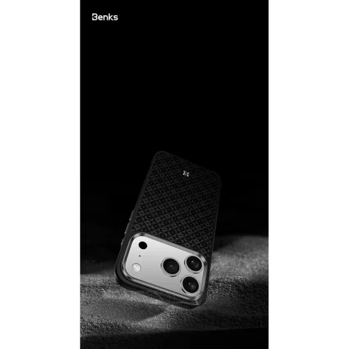  iPhone 17 Pro fekete Benks Magnetic Armor Pro Armor Grid Kevlar tok M-6948005961282 9 kép