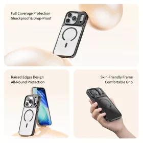 iPhone 17 Pro Max átlátszó-fekete Rock Guard Series Mágneses tok-6942433010451 2 kép