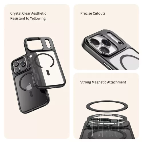 iPhone 17 Pro Max átlátszó-fekete Rock Guard Series Mágneses tok-6942433010451 3 kép